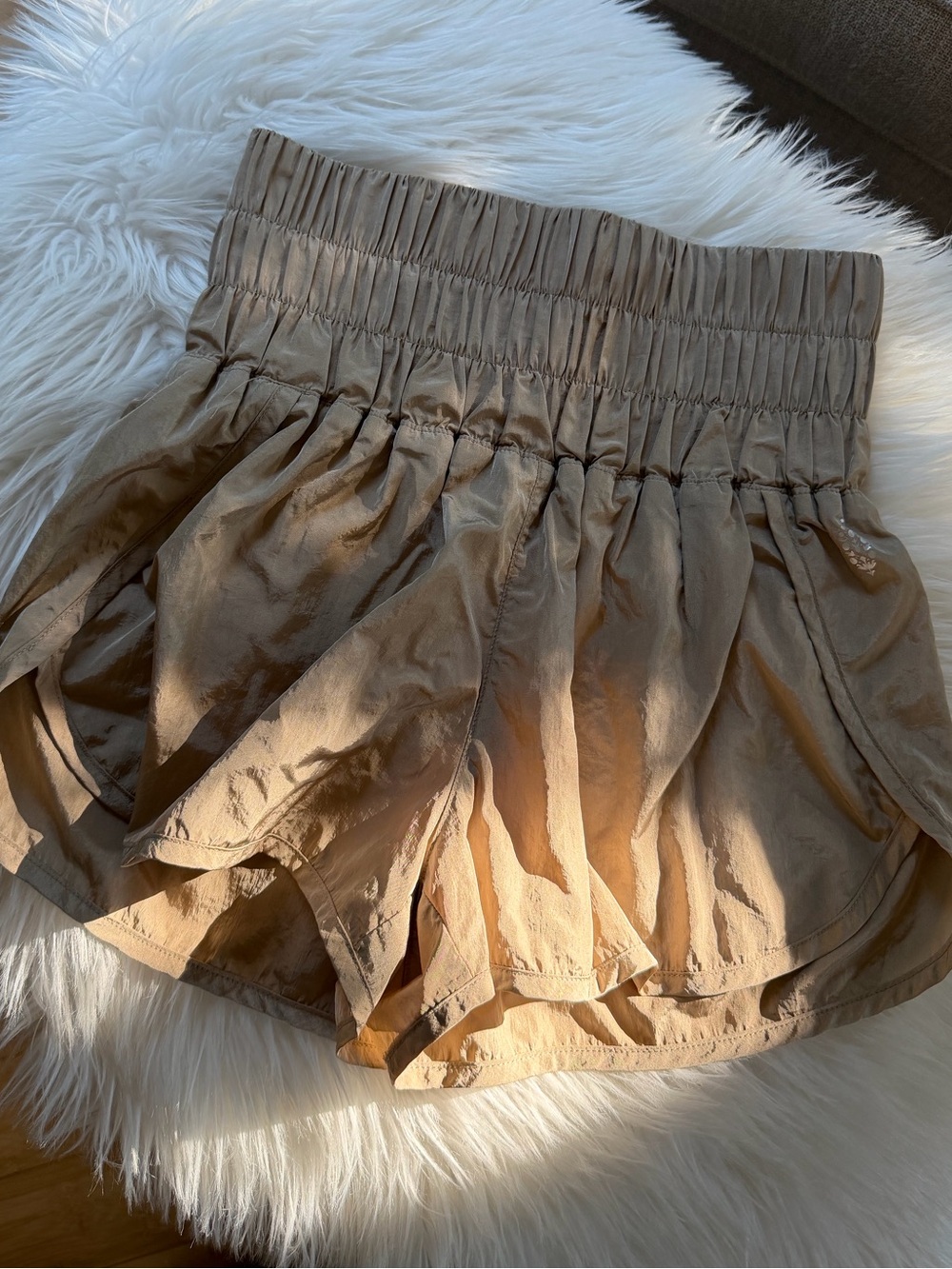 Free People Movement High‑Waist Shorts - Small Tan
